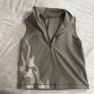 Darc Sport Olive Crop Top with Flame Print
